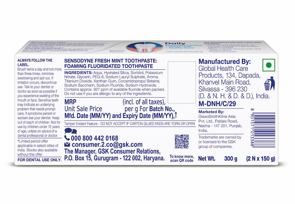 Sensodyne Fresh Mint Toothpaste Value Pack