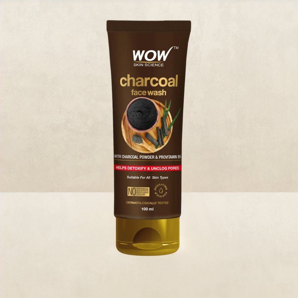 WOW Skin Science Charcoal Face Wash Detoxifies Skin Unclogs Pores Lifts of Pollutants & Dirt