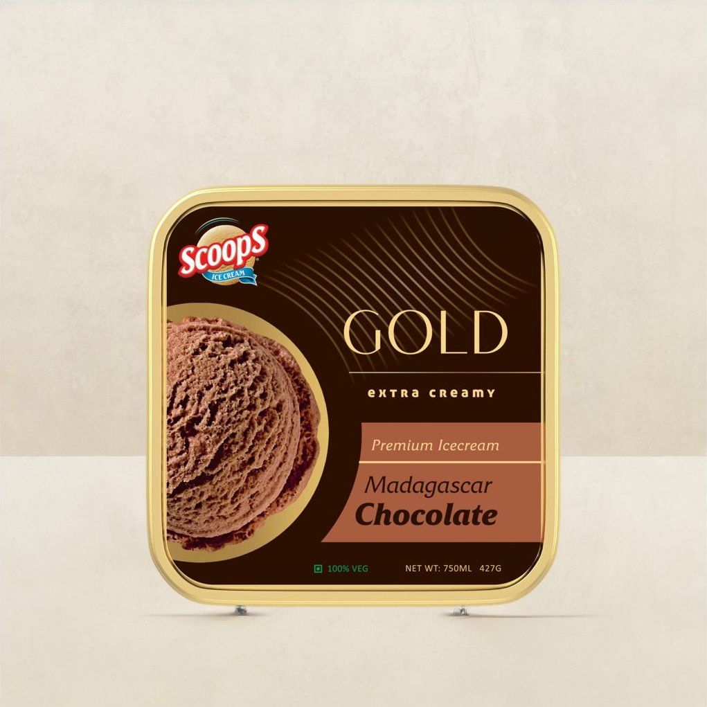 Scoops Madagascar Chocolate Gold Ice Cream Tub