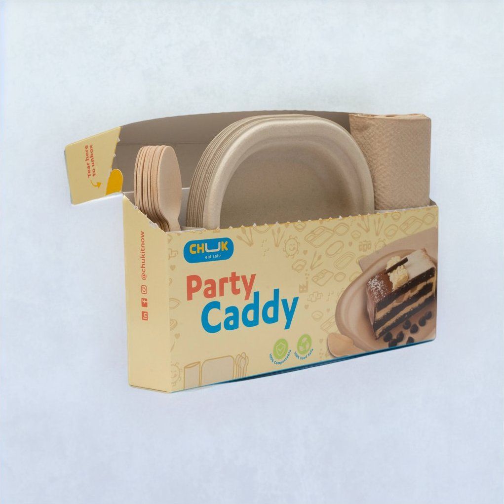 Chuk Party Caddy Disposable Combo (Spoons-10Pc Plates-10Pc Tissue-10Pc )