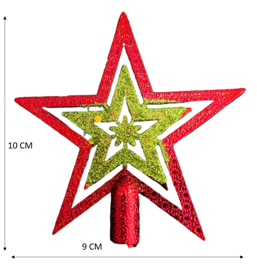 Gullak Christmas Star Topper For Tree Decoration - Red | 9 cm