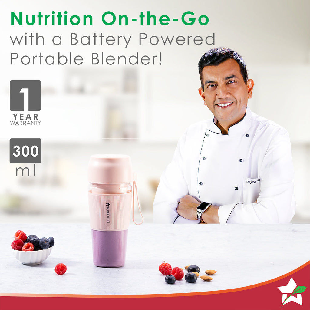 Wonderchef Nutri-Cup Portable Blender With Usb Charging 300Ml Pink