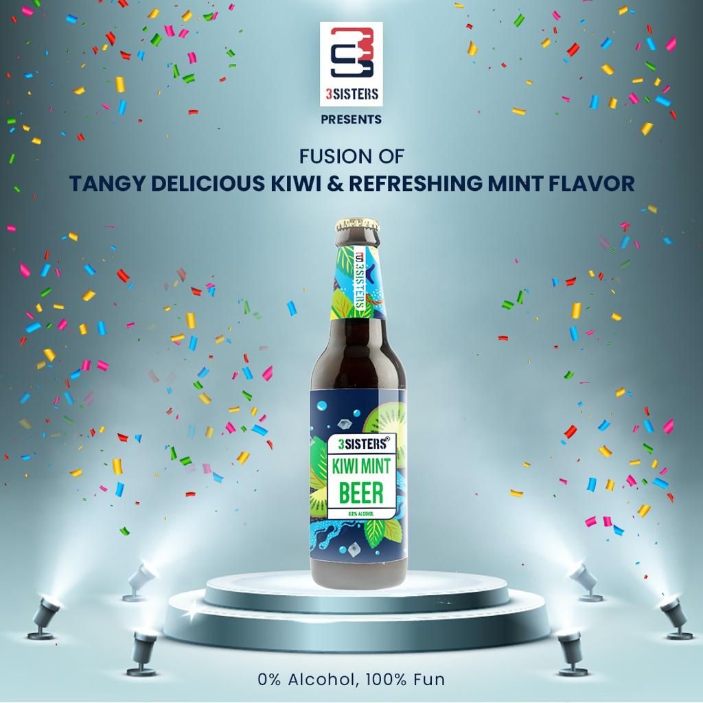 3SISTERS Non Alcoholic Beer - Kiwi Mint Flavour 330 ml X 2 Combo