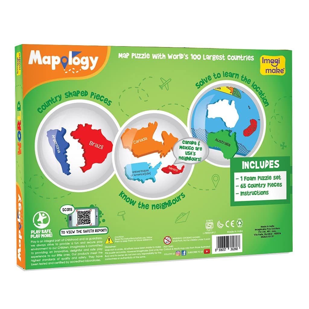 Imagimake Mapology World Map Learning Jigsaw Puzzle Toys for Kids Gifting (4+ Years)