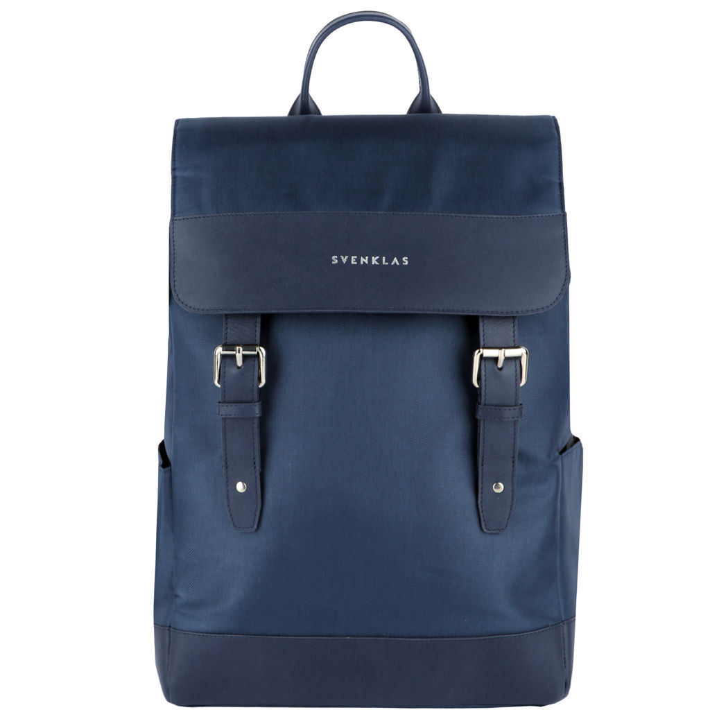 Svenklas Unisex Solid Polyester and Vegan Leather 22 L Top Handle Backpack | Navy