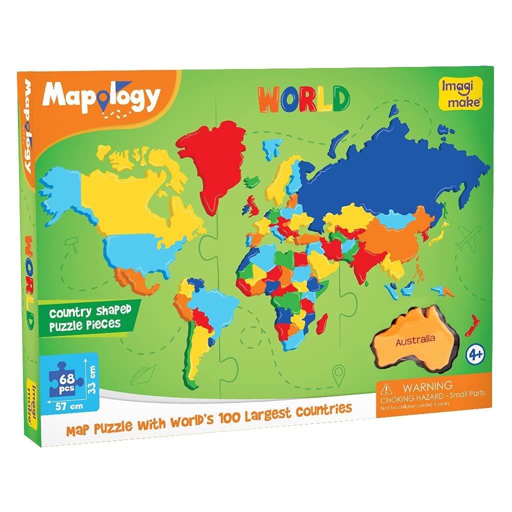 Imagimake Mapology World Map Learning Jigsaw Puzzle Toys for Kids Gifting (4+ Years)