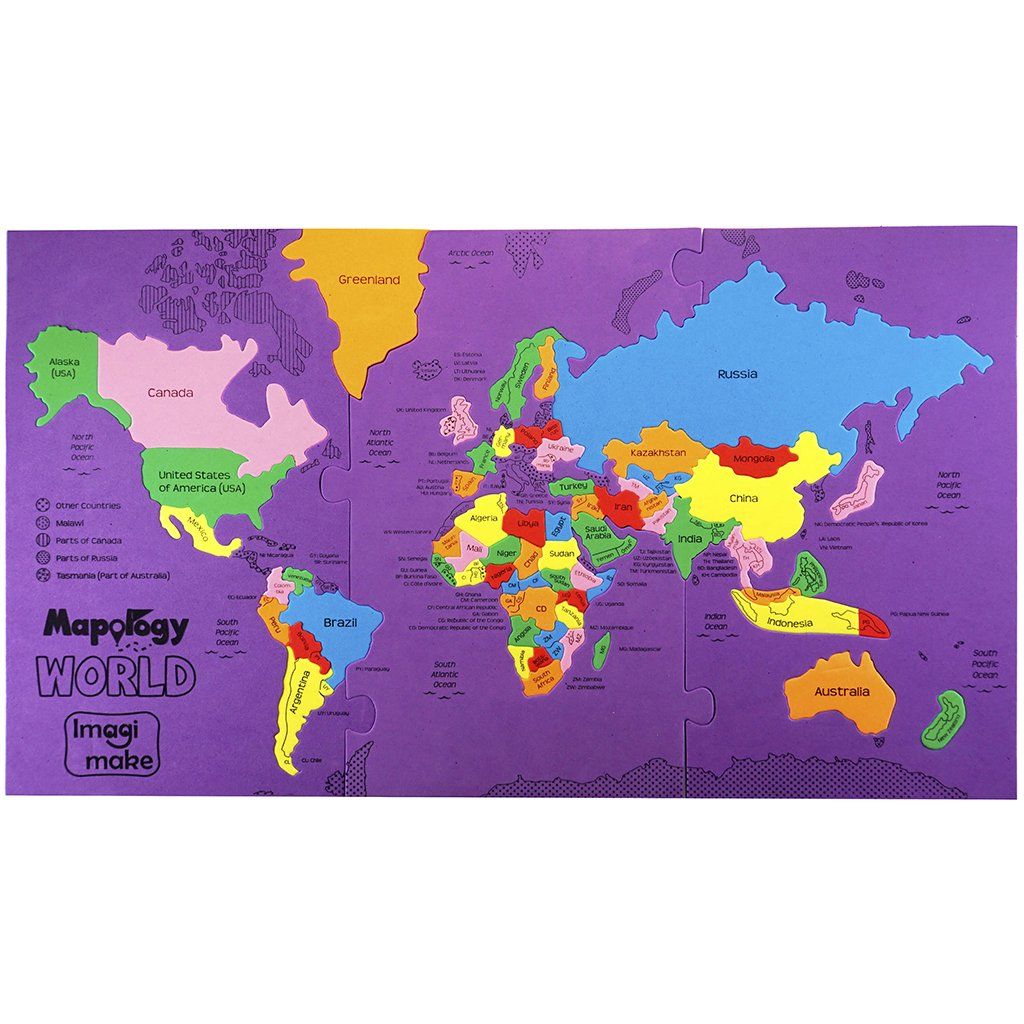 Imagimake Mapology World Map Learning Jigsaw Puzzle Toys for Kids Gifting (4+ Years)