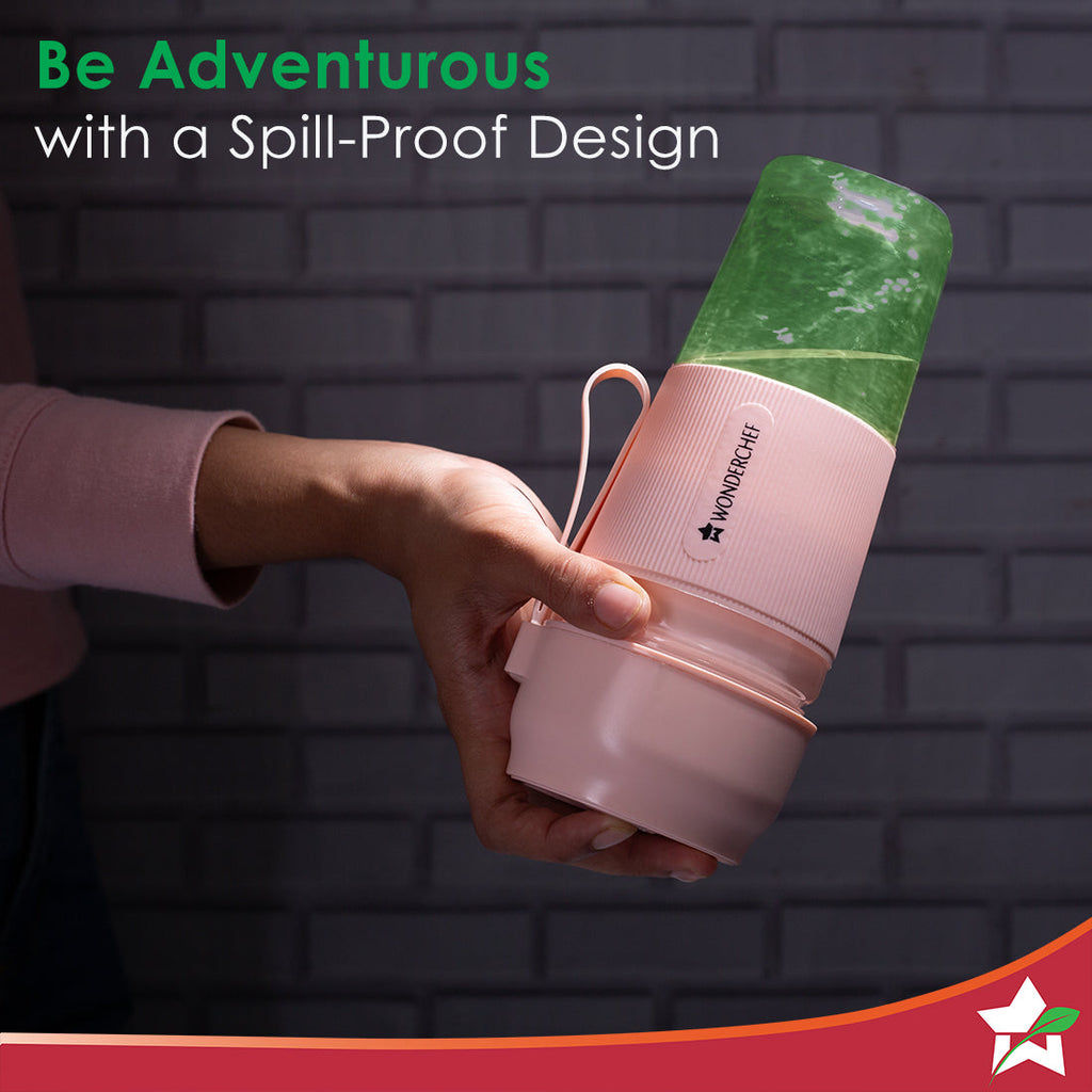 Wonderchef Nutri-Cup Portable Blender With Usb Charging 300Ml Pink
