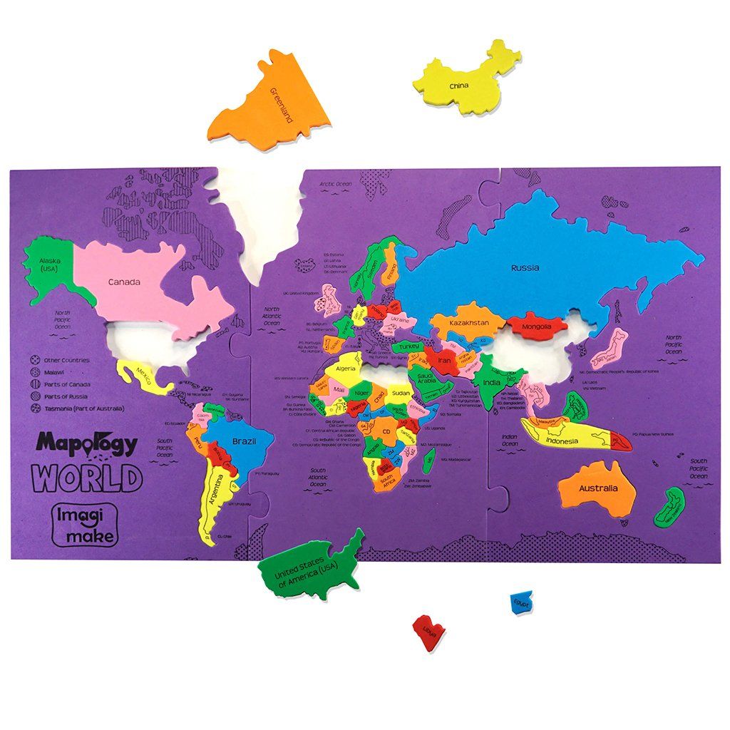 Imagimake Mapology World Map Learning Jigsaw Puzzle Toys for Kids Gifting (4+ Years)