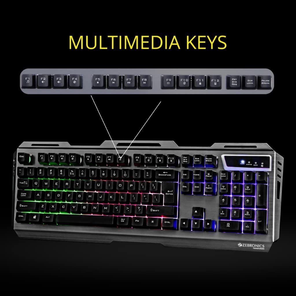 Zebronics Transformer Gaming Keyboard & Mouse Combo Mouse With 6 Buttons Led Lights 3200Dpi Black