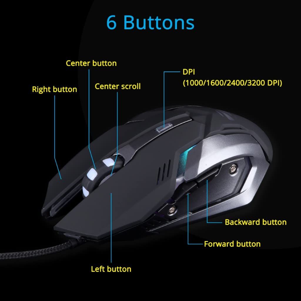 Zebronics Transformer Gaming Keyboard & Mouse Combo Mouse With 6 Buttons Led Lights 3200Dpi Black