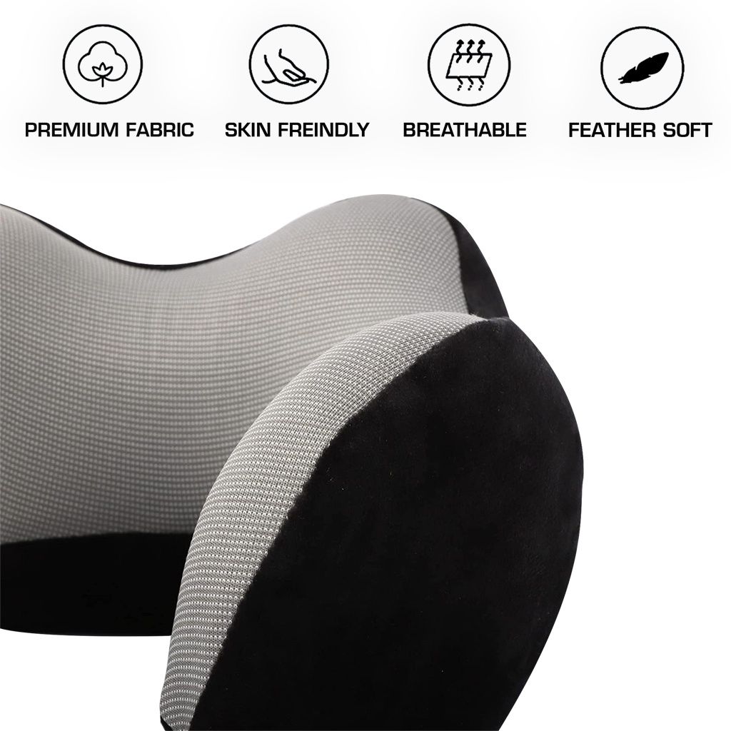 Billebon Unisex Velvet Neck Pillow | Black