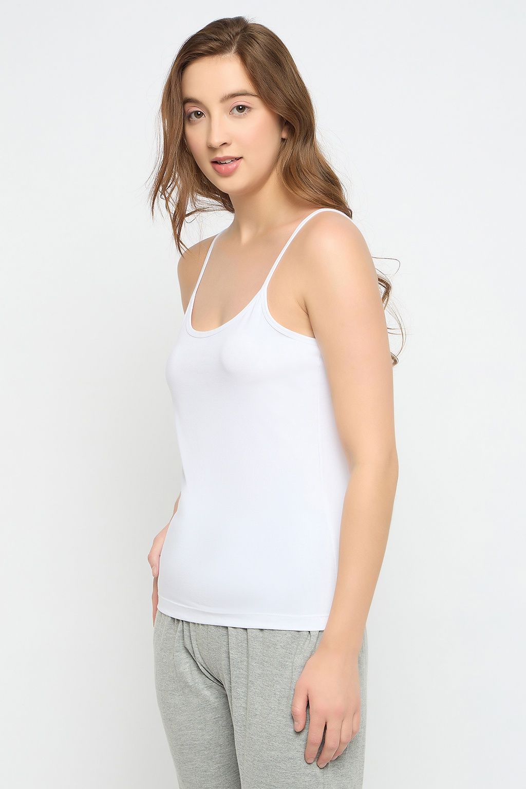Clovia Chic Basic Camisole In White - Cotton(White - Xl)
