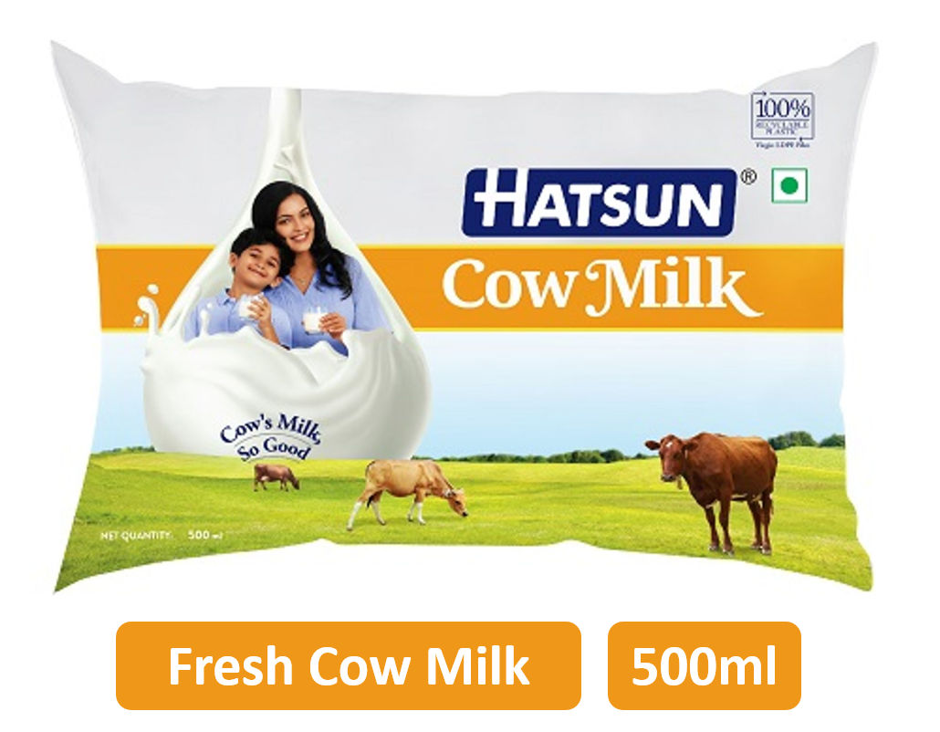 Hatsun Toned Fresh Cow Milk (Pouch)(1pc) & Curry Leaves (Karuveppilai) - Cleaned, Without Roots(1pc) Combo
