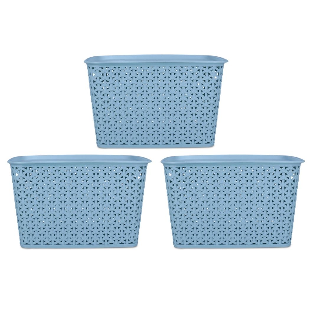 Kolorr Premium Elite Large Size Plastic Multipurpose Storage Baskets With Lids Pack Of 3-Mint Green