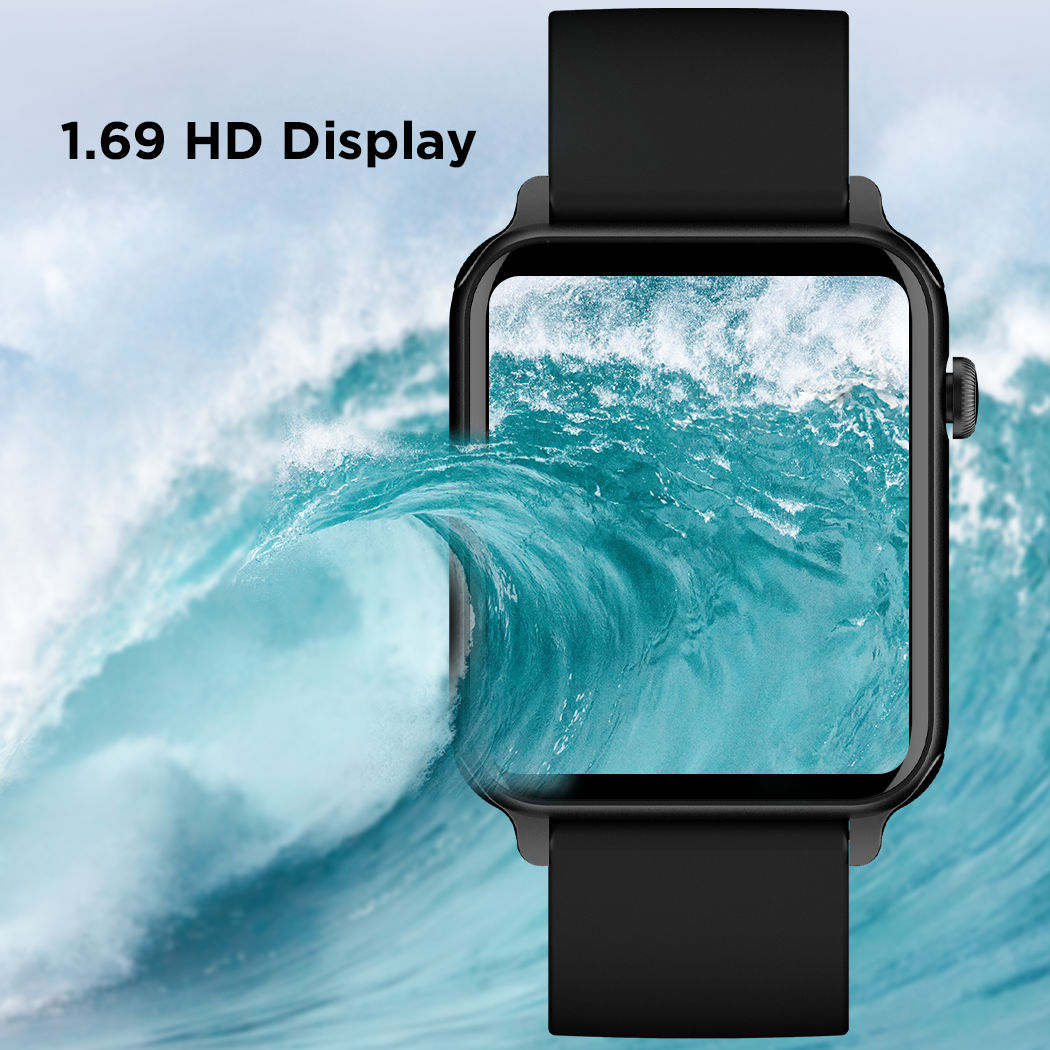 boAt Wave Stride Voice Smartwatch | 1.69" Display | IP68 Water Resistant - Charcoal Black