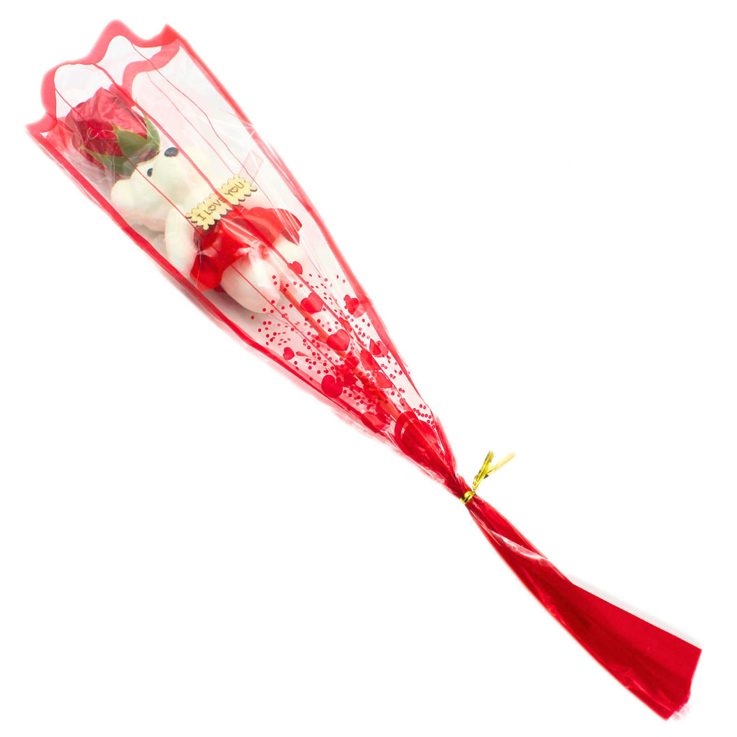 Se7en Artificial Rose Flower Bouquet With Mini Teddy Bear - Assorted Color