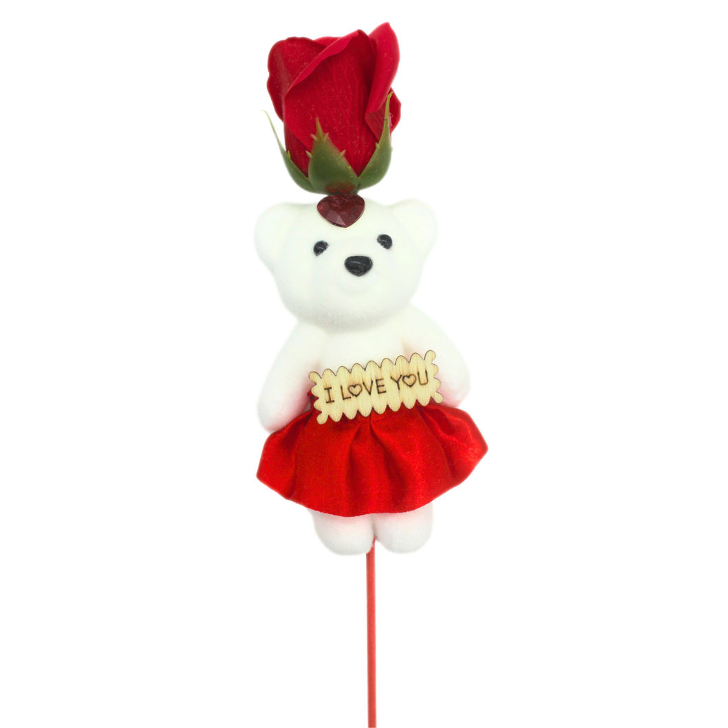 Se7en Artificial Rose Flower Bouquet With Mini Teddy Bear - Assorted Color