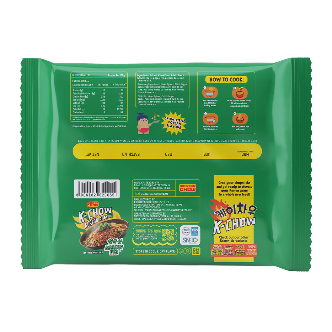 Masterchow K-Chow Korean Veg Instant Noodles(92gms) & Amul Cheese Slices(200gms) Combo