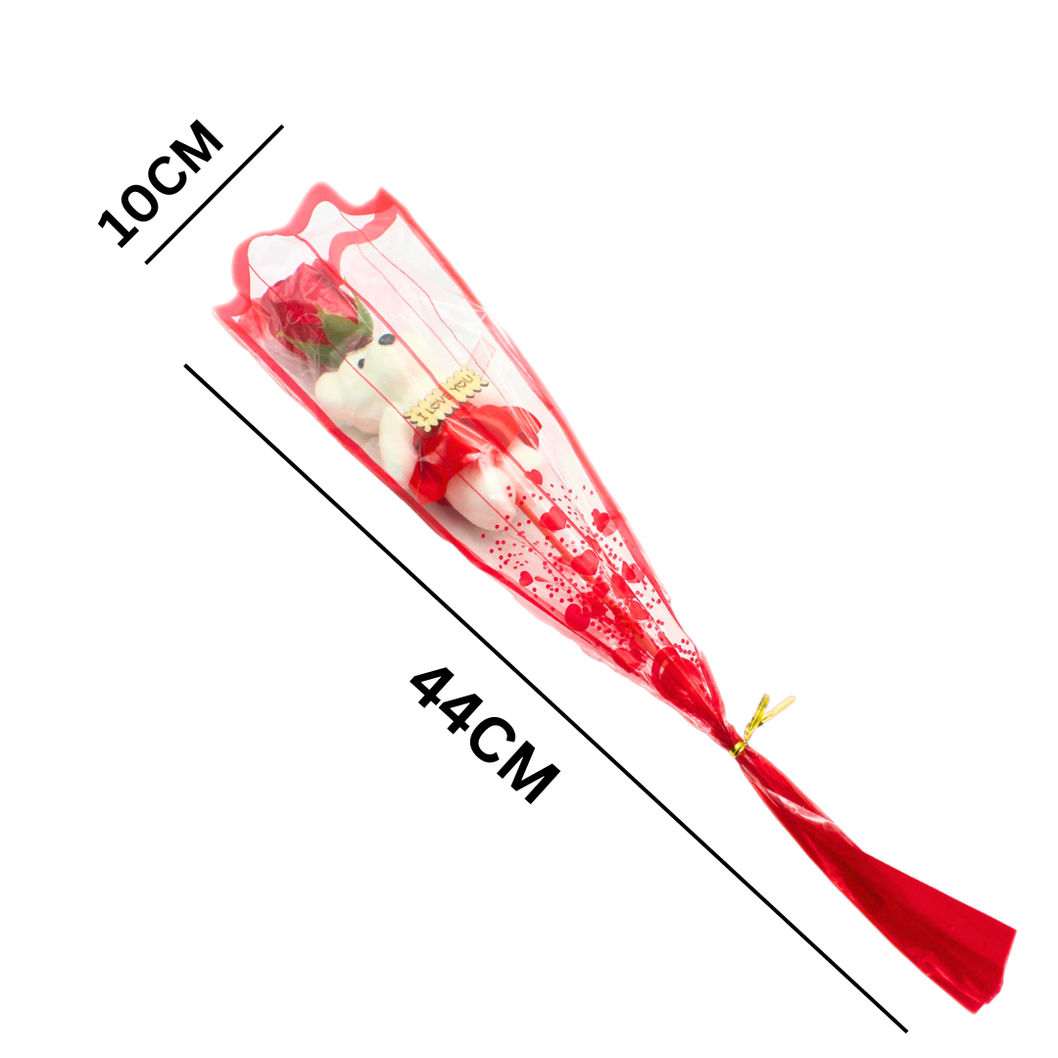 Se7en Artificial Rose Flower Bouquet With Mini Teddy Bear - Assorted Color