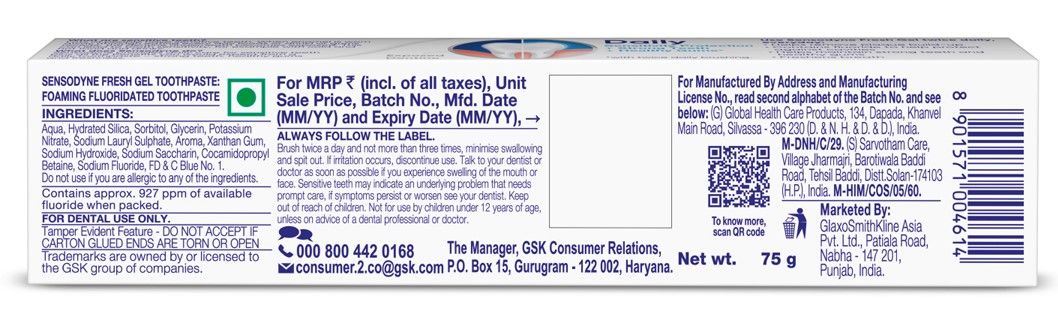 Sensodyne Sensitive Fresh Gel Toothpaste