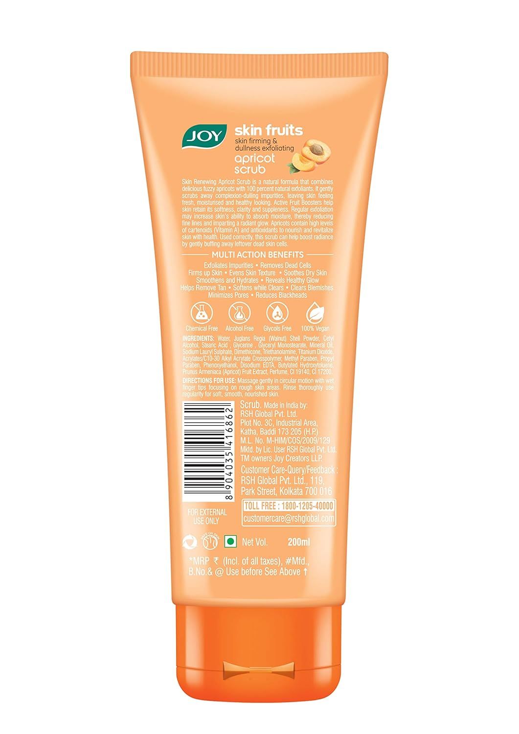 Joy Apricot & Walnut Face Scrub For Blackheads Removal Exfoliating Face Scrub With Vitamin A
