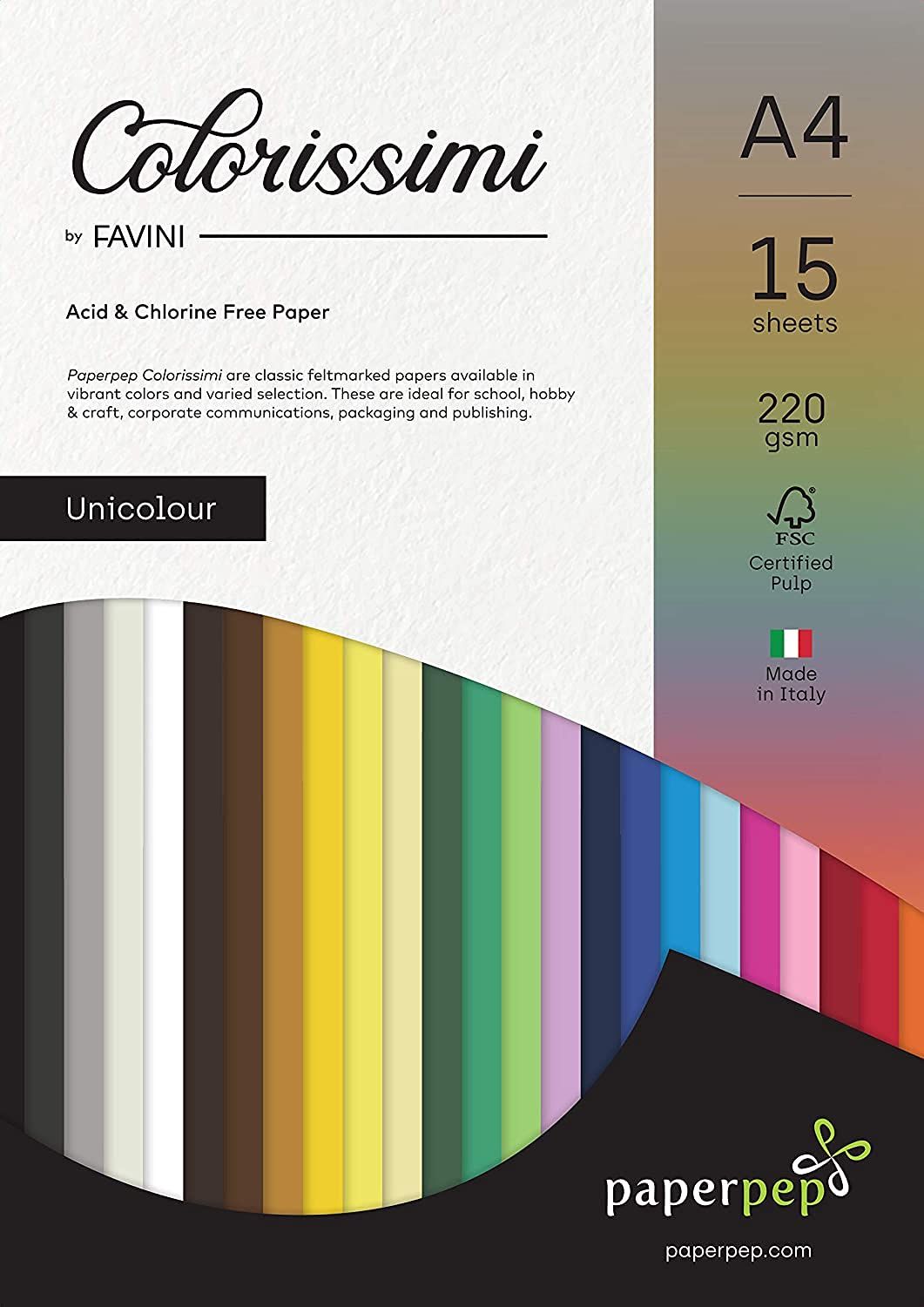 Paperpep Colorissimi 220Gsm Card Stock A4 Cioccolato (Chocolate) Unicolor 15 Sheets