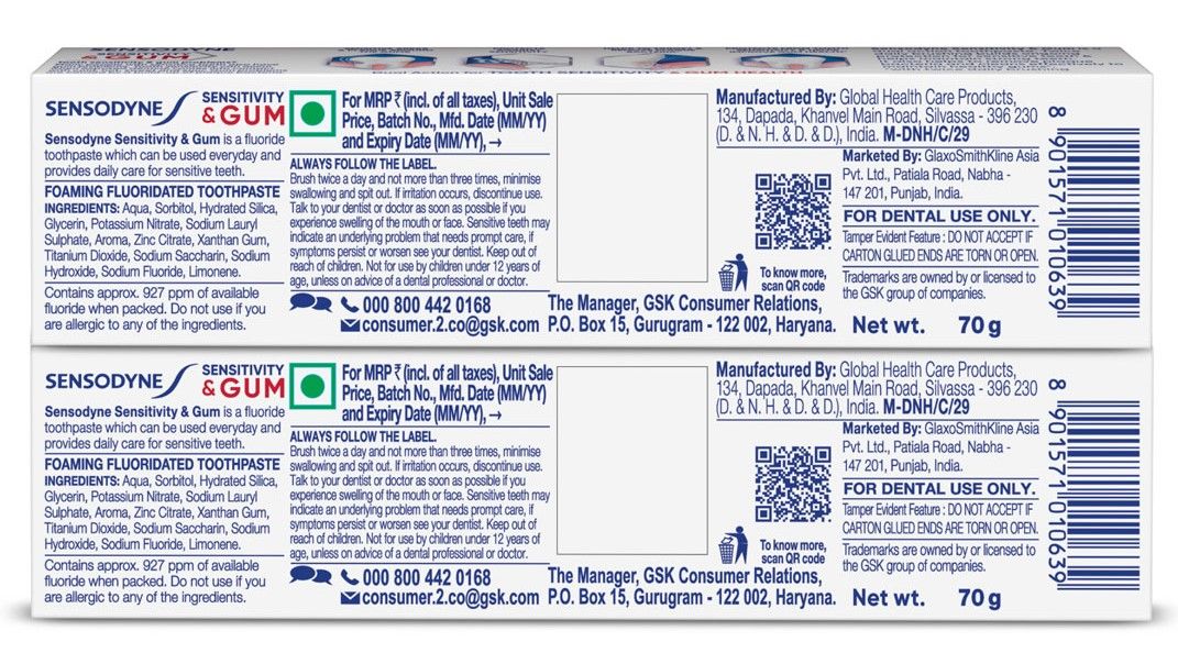 Sensodyne Toothpaste Sensitivity & Gum Combo Pack Dual Action Tooth Paste Sensitive Teeth Healthy