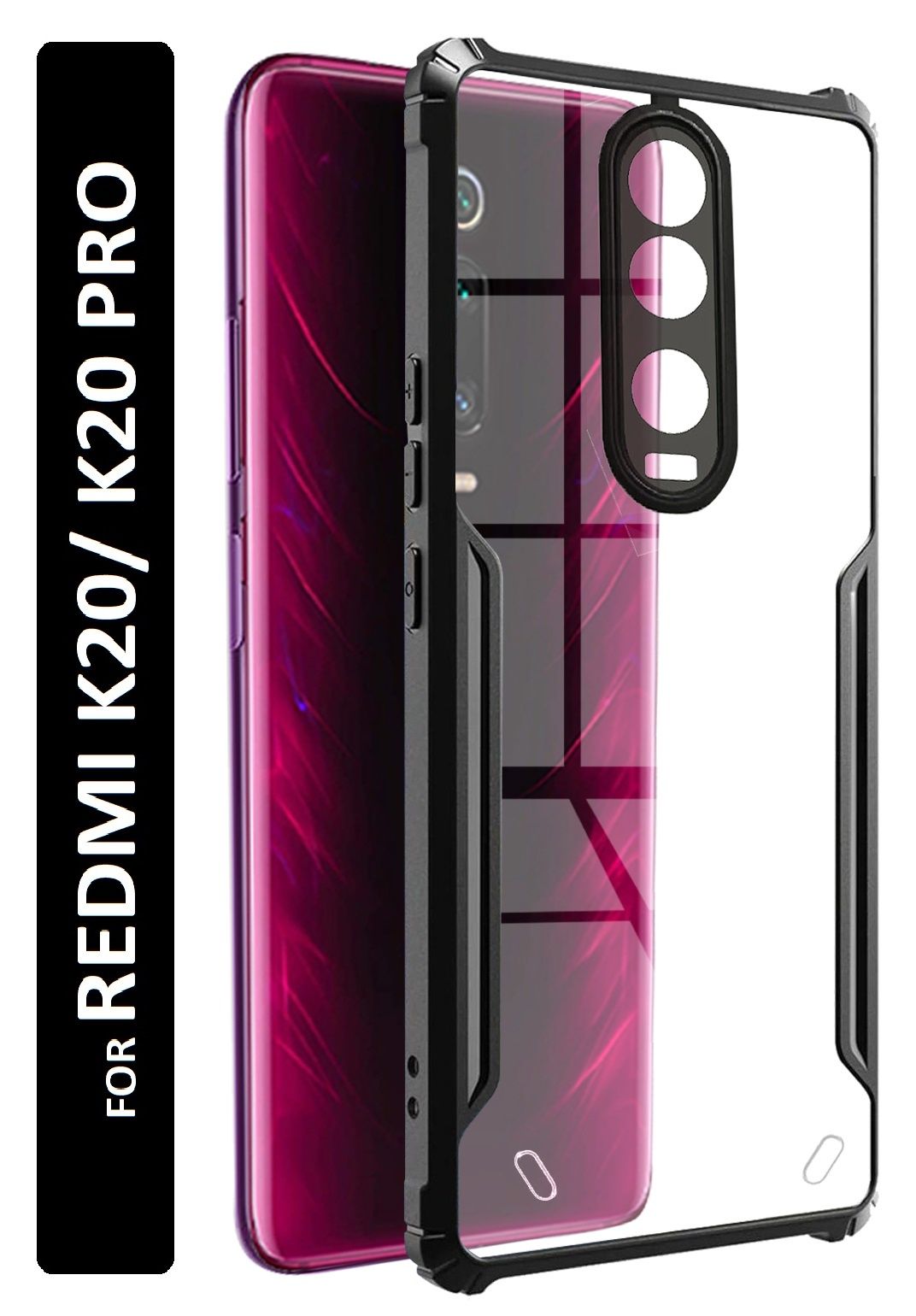Kwine Case Redmi K20 / K20 Pro Back Cover - Black Bordered Transparent Case