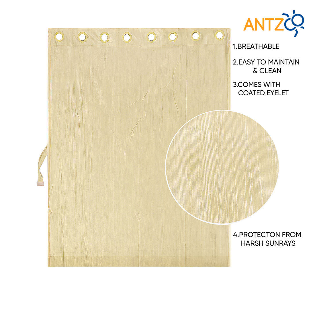 Antzco Plain Creme Window Curtain 5 ft x 4 ft | Pack of 2 | WC12