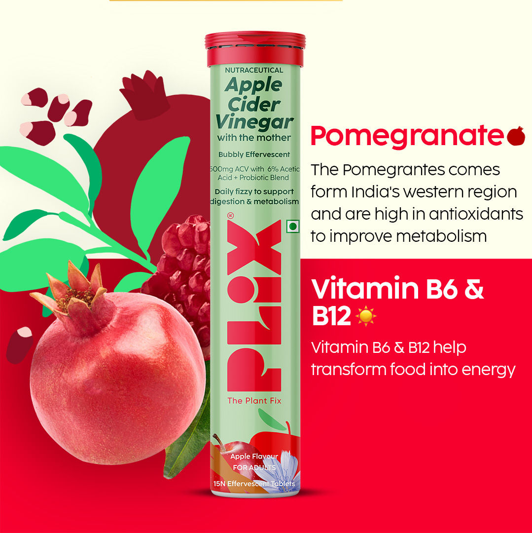 Plix Probiotic Apple Cider Vinegar Effervescent with 10bn CFU for Digestion, Gut Health & Metabolism - Pack Of 1