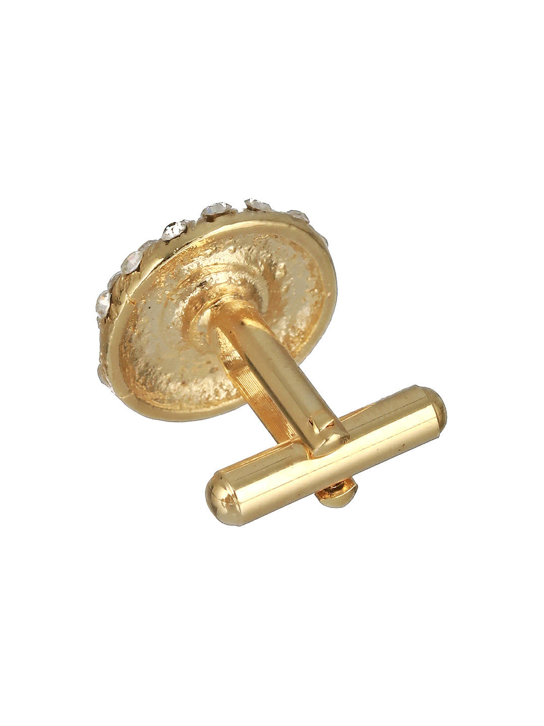 Bold By Priyaasi Round Solitaire Gold-Plated Cufflinks For Men