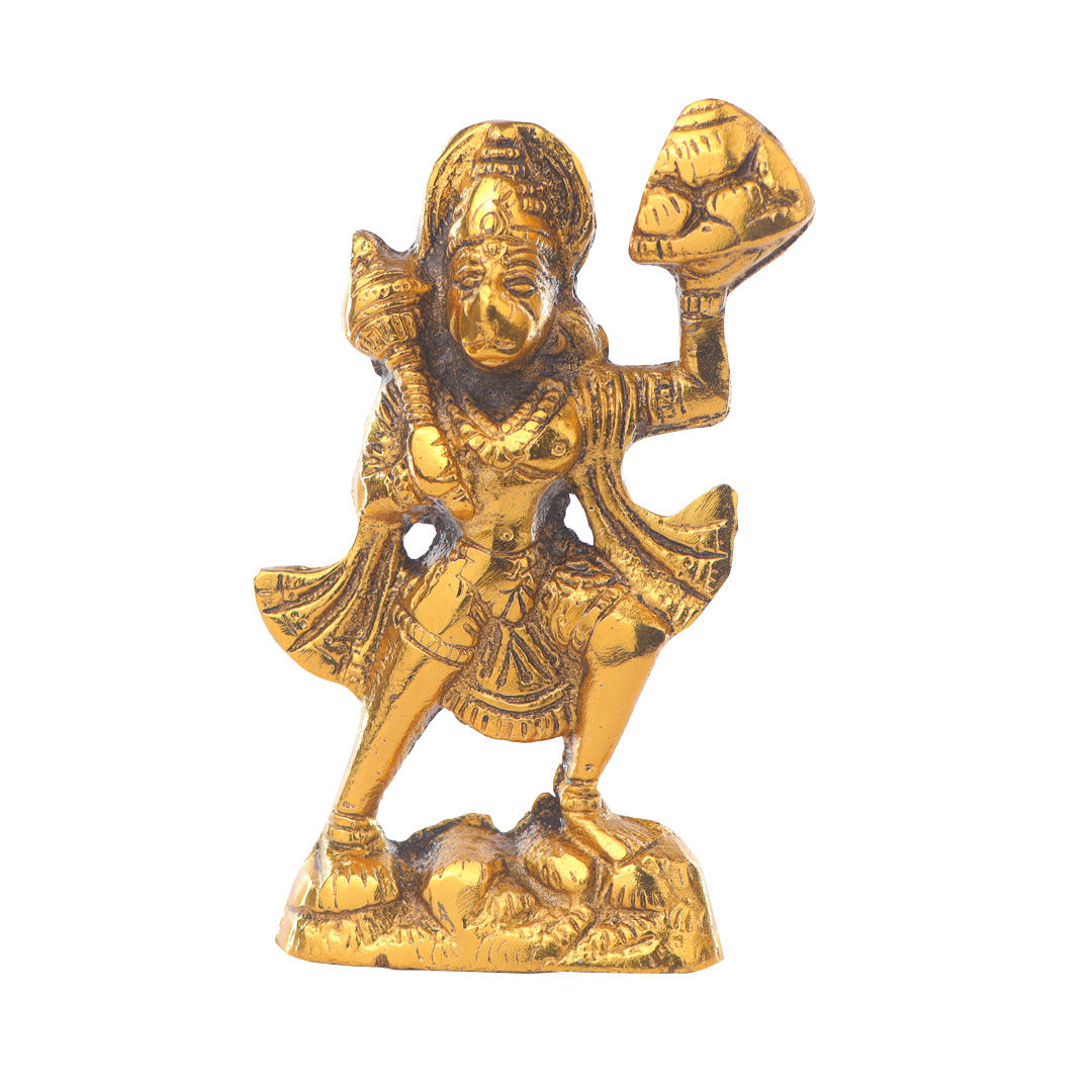 Devnidhii Hanuman Ji Idol Sankatmochan Mudra in Gold Polish