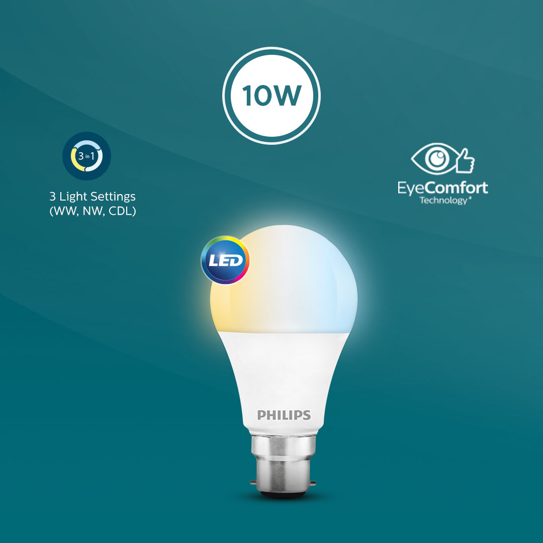 Philips Sceneswitch 10 W Led Bulb 3 Colors In 1 Led Bulb Tunable White | B22 Base Holder