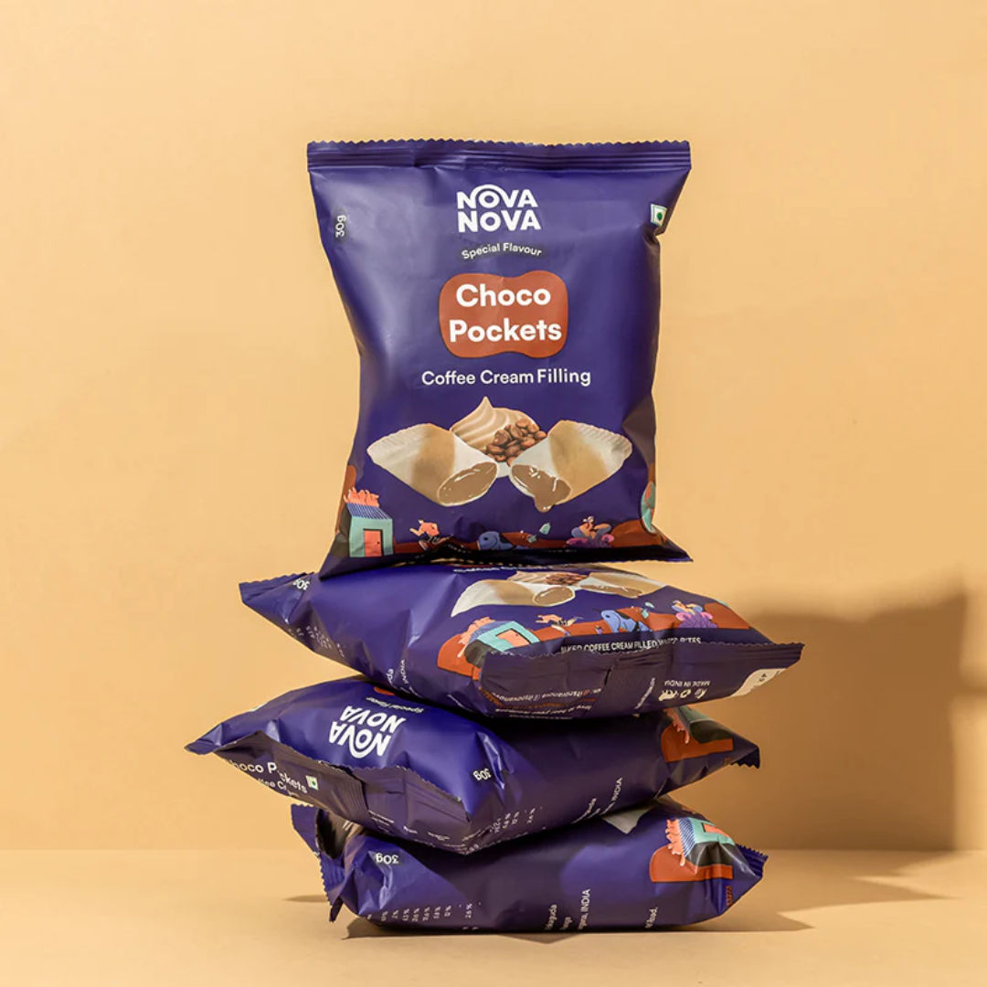 Nova Nova Choco Pockets- Coffee Cream Filling - Pack of 2