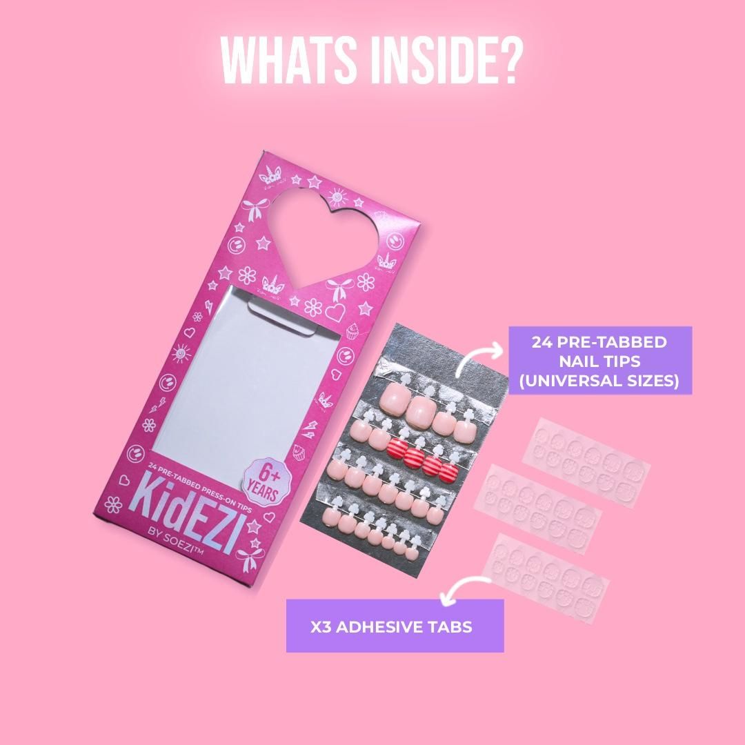 Kidezi By Soezi- Press On Nails - Fairydust - 24 Reusable Pre Tabbed Nails