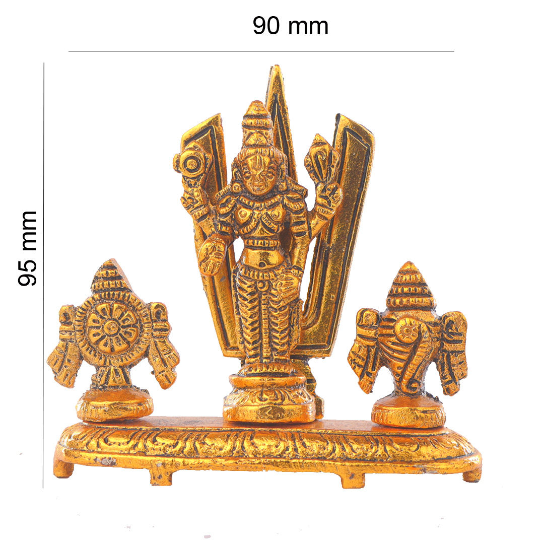 Devnidhii Tirupati Balaji with Shankh and Chakra in Gold Polish Small Size
