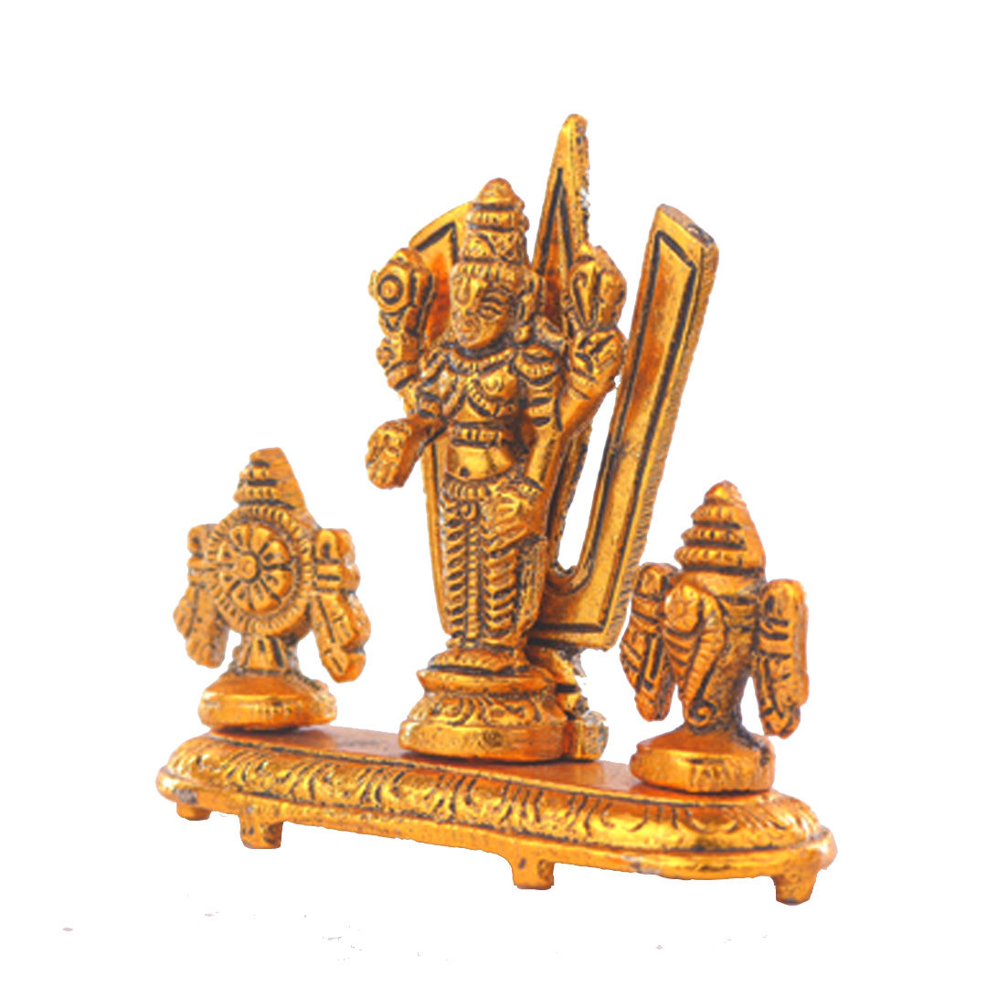 Devnidhii Tirupati Balaji with Shankh and Chakra in Gold Polish Small Size