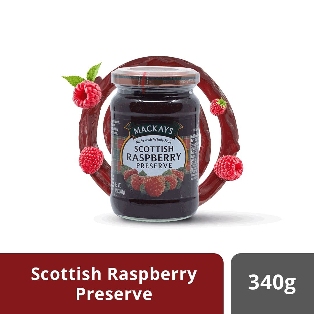 Mackeys Scottish Raspberry Jam | Jar | Artificial Colour-free and Preservative-free | 340 g