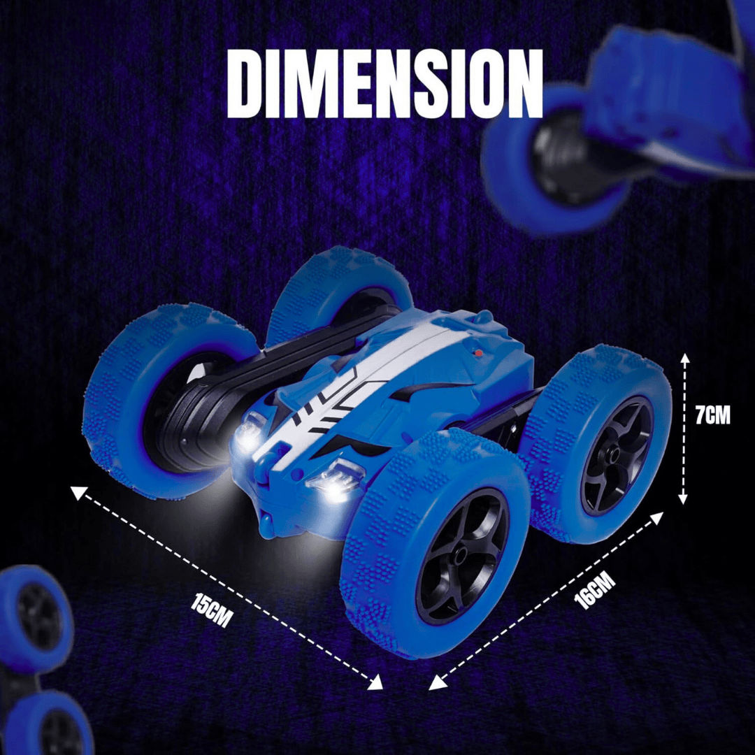 Fablue Double Flip Remote Control Stunt Car For Kids - 360 Degree Rotating Car Toy - Blue