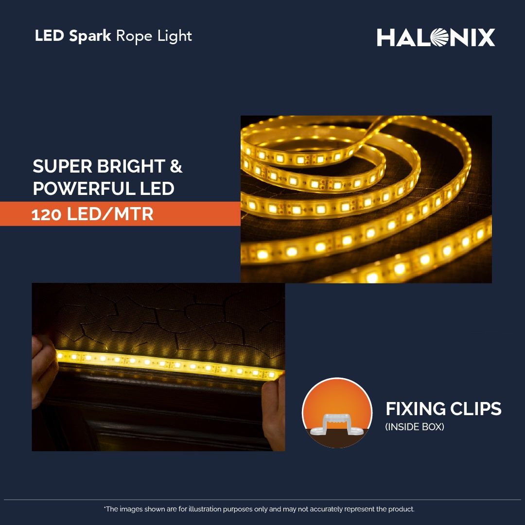 Halonix 11W Spark 10 Meter Waterproof Yellow Rope Light