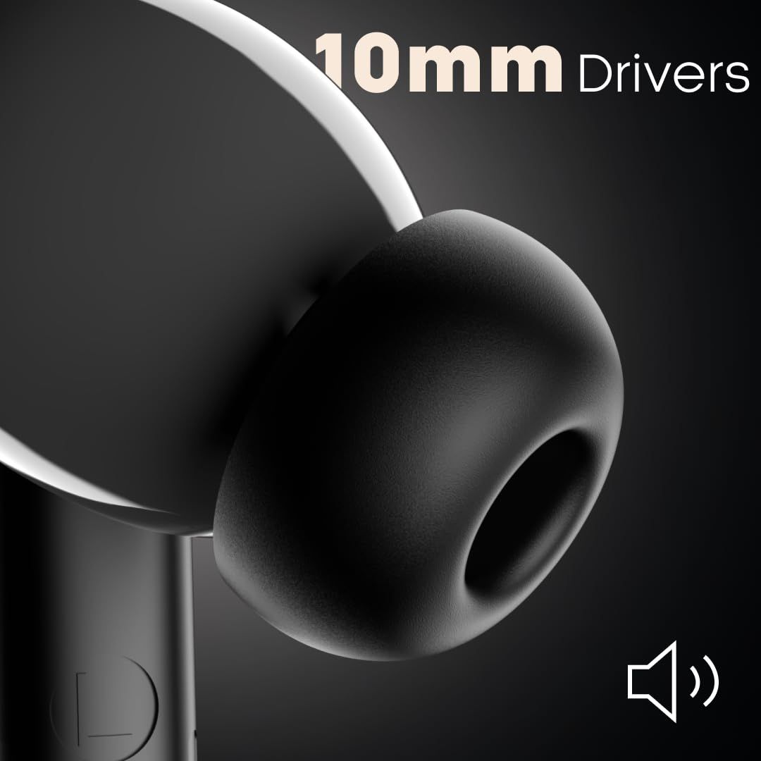 Leaf Buds X342 True Wireless Earbuds With Ai Sound App, 32H Playtime,10Mm Driver(Carbon Black)