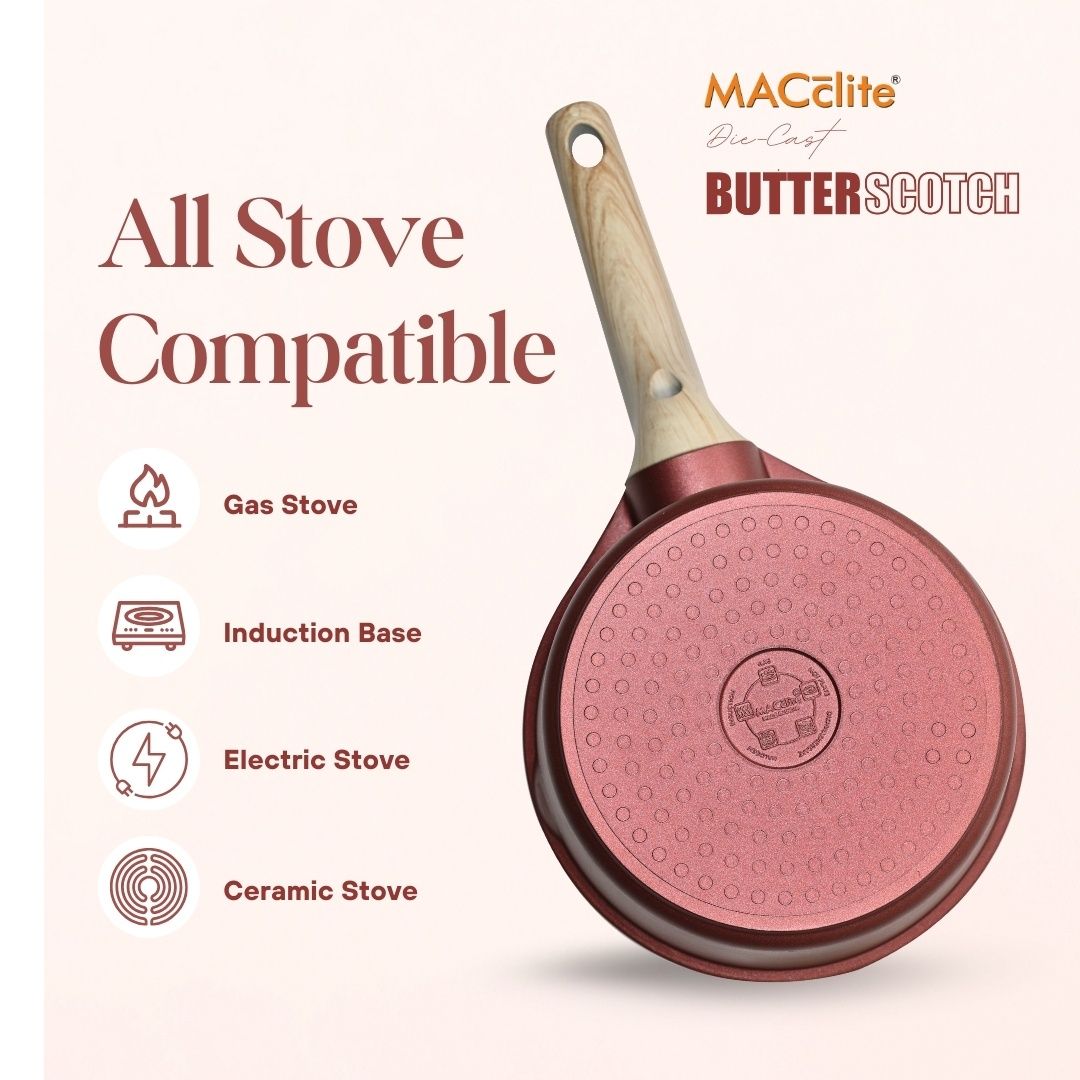 Macclite Non-Stick PDC Granite+ Induction Base Butter Scotch Triumph Sauce Pan 18 cm