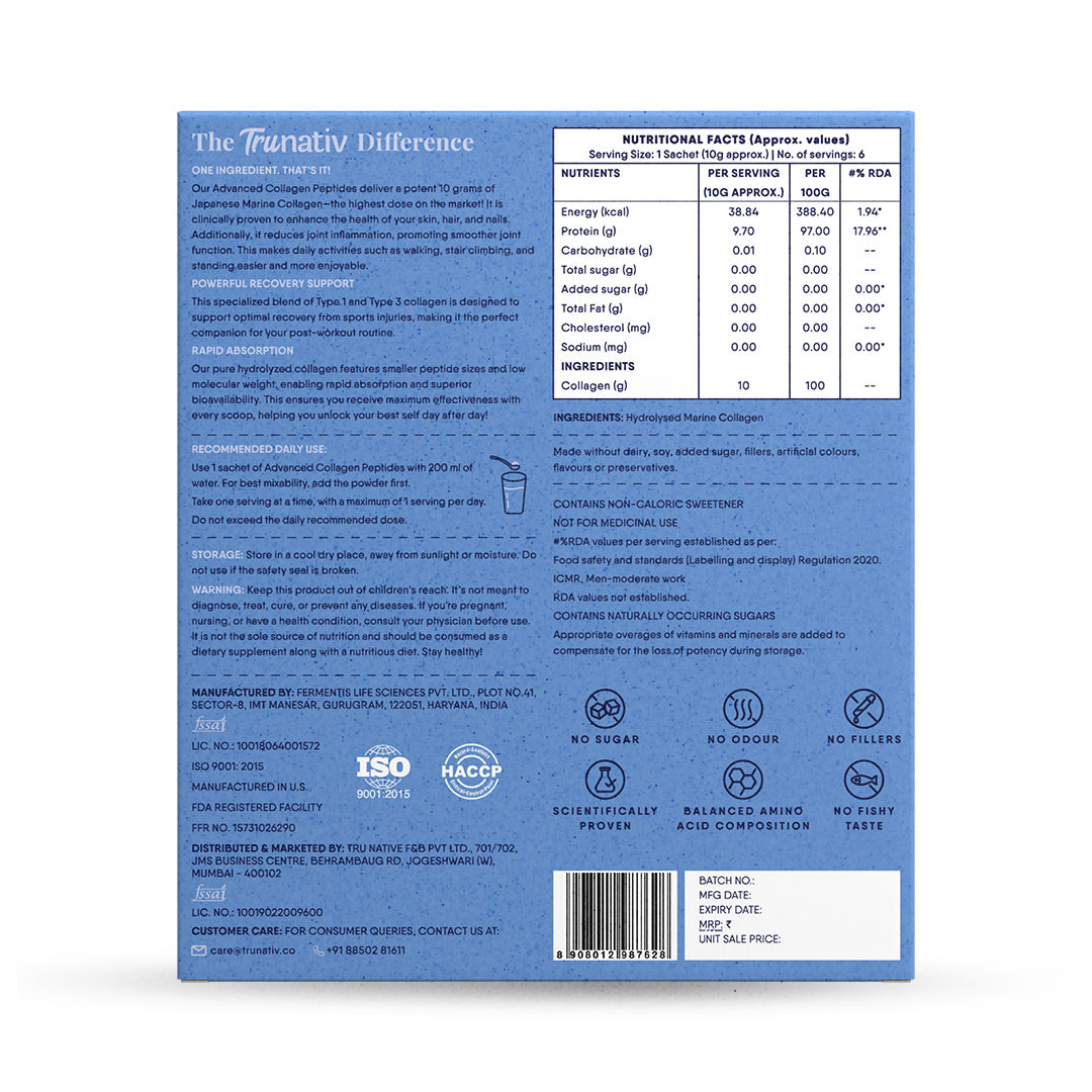 Trunativ Advanced Collagen Peptides - Unflavoured (10Gx6 Sachets)