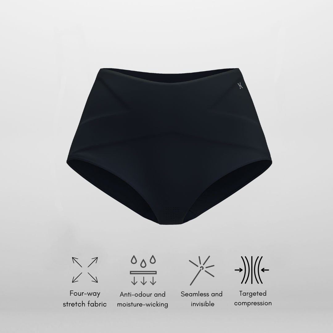 Krvvy Women's All Day Control Shapewear | Seamless, Targeted Compression & Cotton Crotch - M