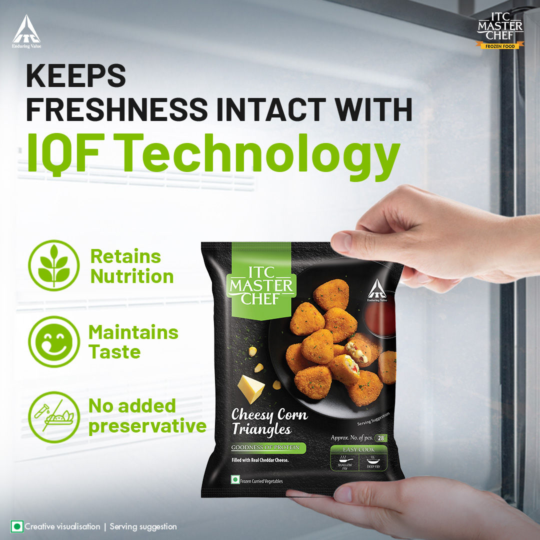 ITC Master Chef Cheesy Corn Triangles Veg Frozen Snack Ready To Cook 500 g Combo