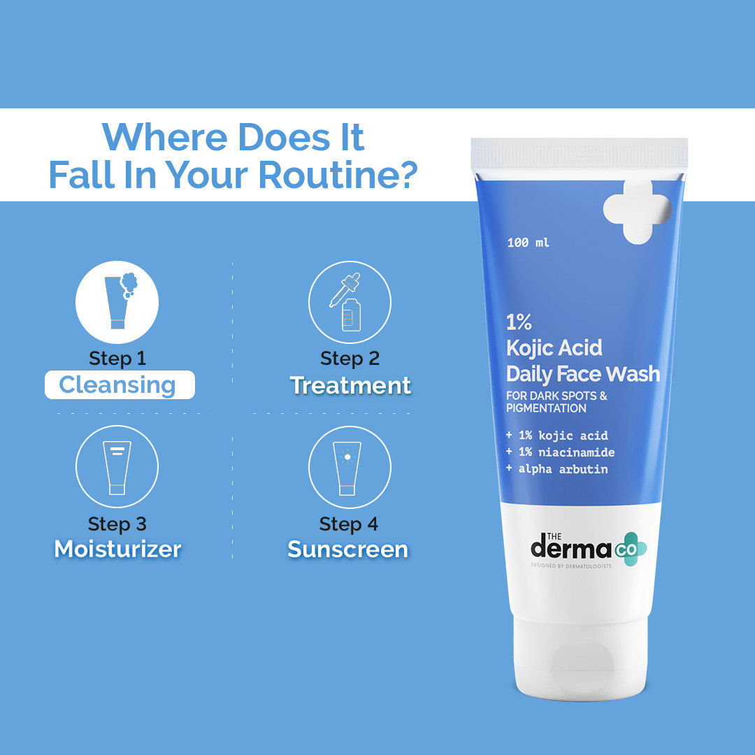 The Derma Co 1% Kojic Acid Face Wash With Niacinamide Reduces Dark Spots, Pigmentation & Blemishes