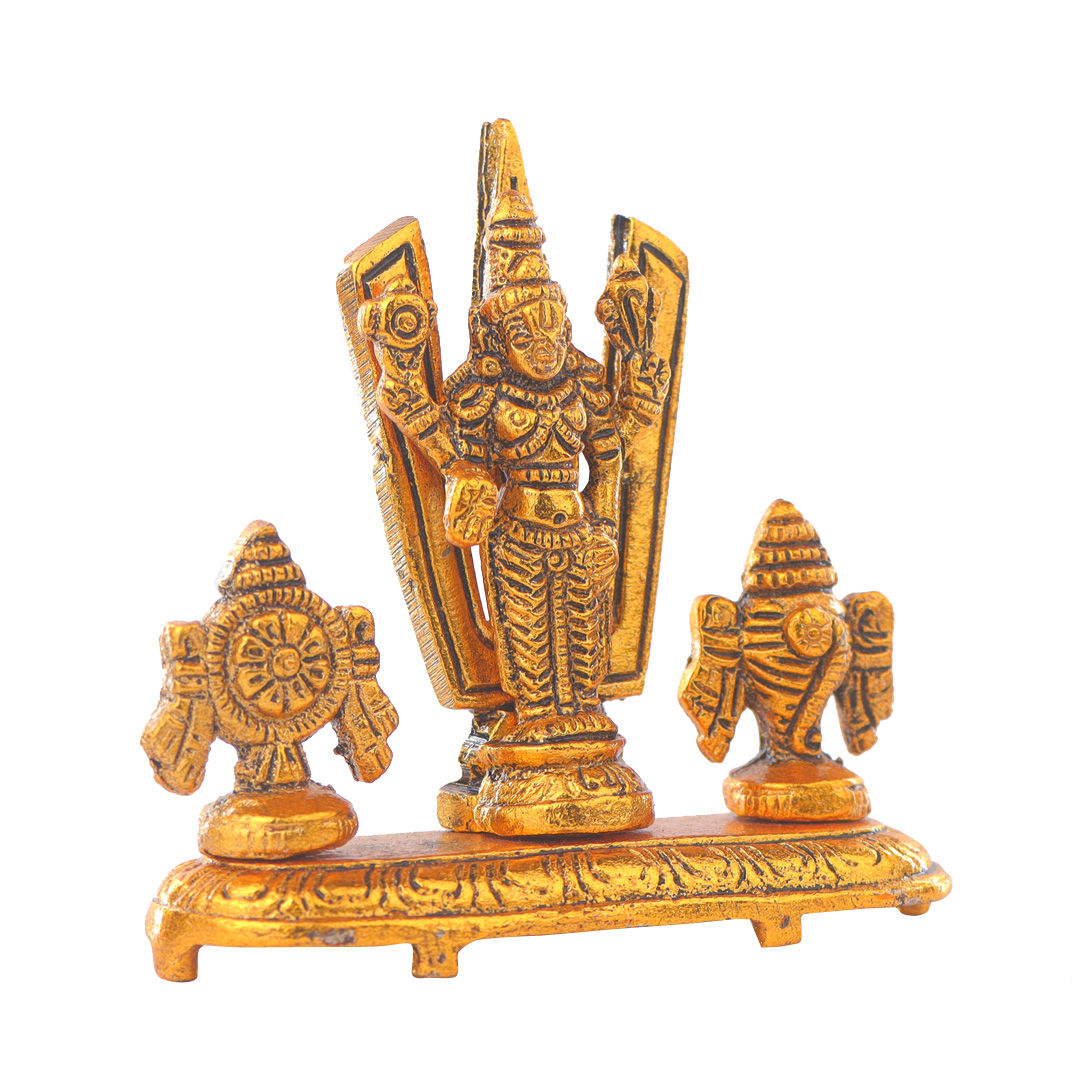 Devnidhii Tirupati Balaji with Shankh and Chakra in Gold Polish Small Size
