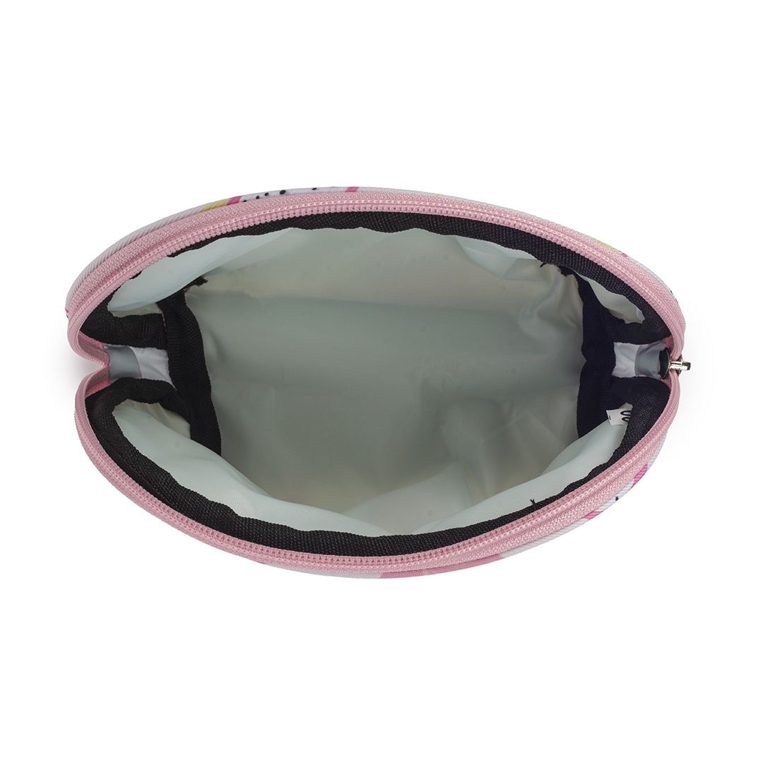 Qips Printed Set Of 3 Cosmetic Pouches With Zipper Closure - Baby Pink