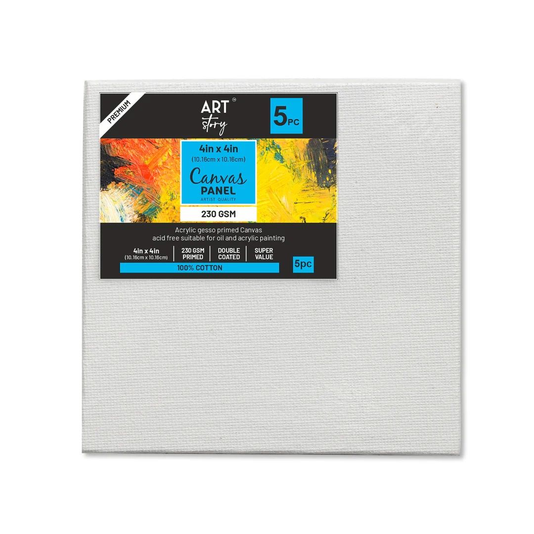 Itsy Bitsy Canvas Panel 2mm Mdf Board 4 x 4 Inch 5 Pcs Lb